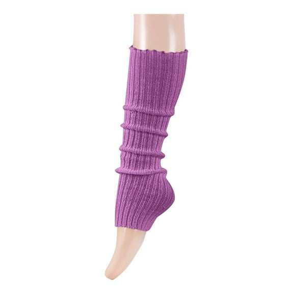 Ersazi Seamless Socks For Women Women'S Pleated Lace Solid Color Medium Length Woolen Knitted Sock Sleeves Purple 80Cm
