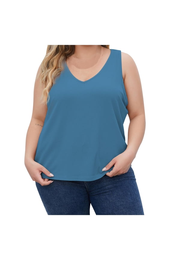 Ersazi Shirts for Women Women's 2024 Summer Solid Color V-Neck Thread Sports Large Size Tops for Outer Wear Bottoming Slim Short Tops Blue Xl