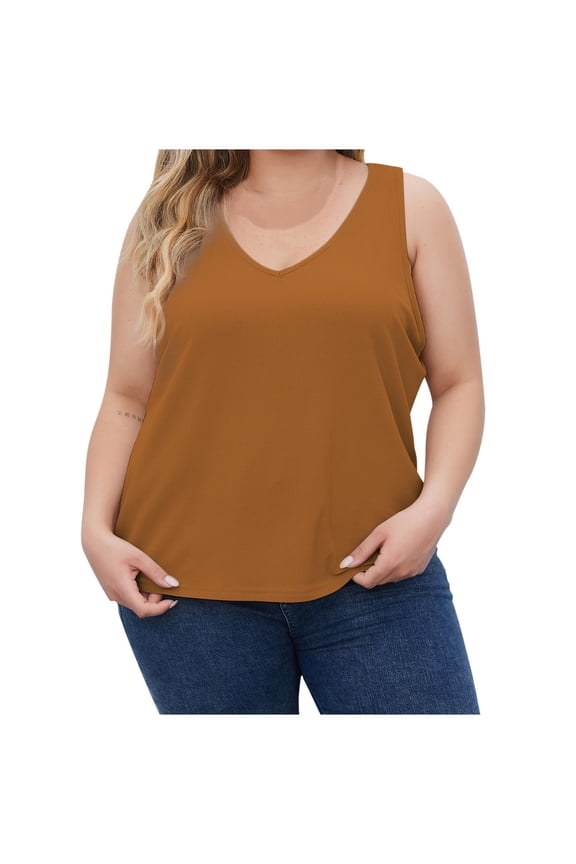 Ersazi Shirts for Women Women's 2024 Summer Solid Color V-Neck Thread Sports Large Size Tops for Outer Wear Bottoming Slim Short Tops Brown 4Xl