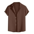 thumbnail image 1 of Ersazi Short Sleeve Men'S Fashionable Lapel Shirt Button Solid Casual Loose Top On Clearance Brown Mens Tops And Blouses L, 1 of 9