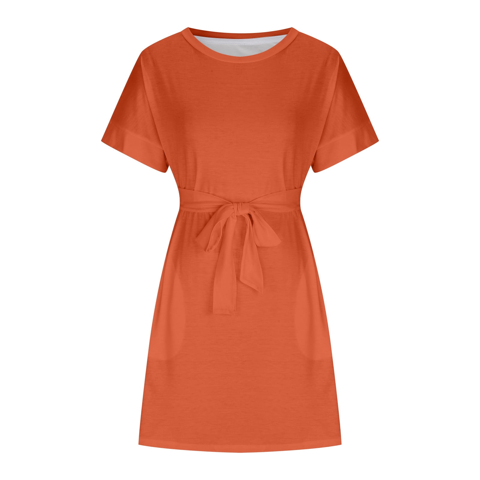 Ersazi Short Summer Dresses On Clearance Women's Lace Up Round Neck