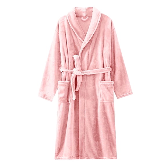 Ersazi Silk Pajamas For Girls Women'S Homewear Long Sleeve Extra Long Warm Bathrobe Sleeping Robe Pink Xl