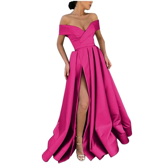 Ersazi Spring Dresses Fashion Women Sexy Sleeveless Dress Strapless Backless Long Dress Beach Dress Hot Pink L