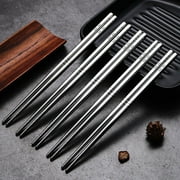 Ersazi Stainless Steel Chopsticks Reusable Multicolor Lightweight 304 Metal Chopsticks Dishwasher Safe - 1 Pairs (Silver) On Clearance