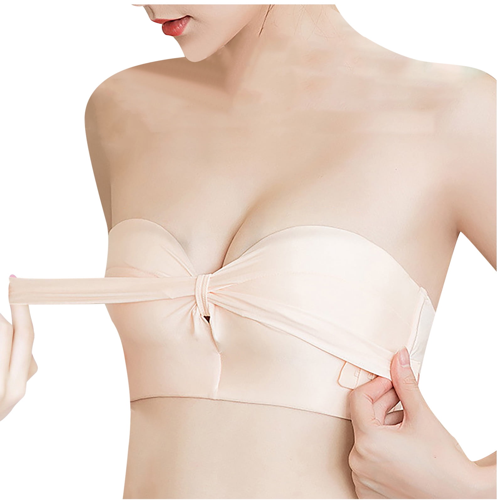 Ersazi Strapless Bras For Women Women'S Thin Detachable Shoulder Daily  Comfort Bra With Drawstring On Clearance Beige Underwear For Teen Girls 85C