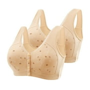 Ersazi Strapless Bras for Women 2Pc Women Sexy Front Buckle for Middle-Aged And Elderly Underwear Soft Cotton Oversized Tank Top Without Steel Ring Printed Bra On Clearance Khaki 7Xl