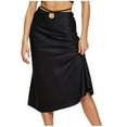thumbnail image 1 of Ersazi Summer Dresses for Women Women's Casual Fashion Solid Color Zipper Skirt Sexy Lace Navel Temperamental Commute Skirt Black Xl, 1 of 7