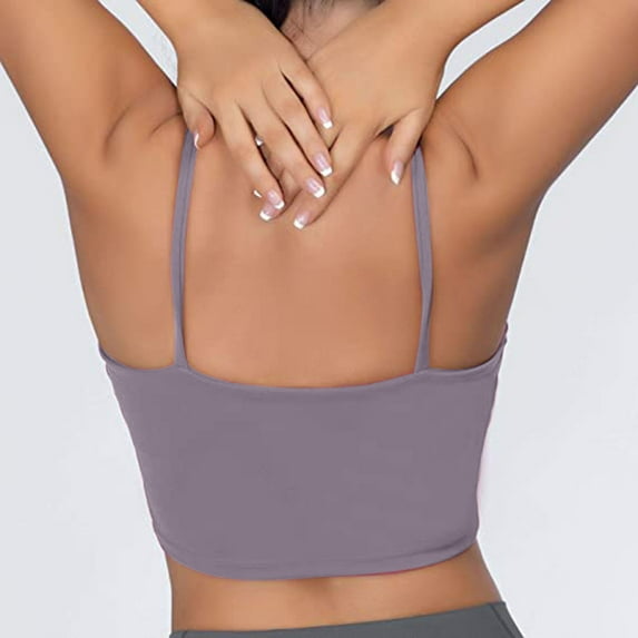 Ersazi Summer Tops for Women Sleeveless Casual Vest Chest Pad Short Tank Tops Khaki 2Xl