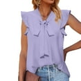 thumbnail image 1 of Ersazi Summer Tops for Women Sleeveless Womens Tie Neck Blouses Summer Causal Ruffle Trim Sleeveless Tops Purple 2Xl, 1 of 6