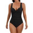 thumbnail image 1 of Ersazi Swimsuit Women's Solid Color Swimwear Slim Swimsuit Bikini Straped Swimsuits Underwire Swimsuits for Women Black Xxl, 1 of 6
