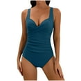 thumbnail image 1 of Ersazi Swimsuit for Women 2024 Women's Swimsuit Women's Solid Color Belly Cover Hard Back Bikini Women One Piece Swimsuits Navy S, 1 of 4