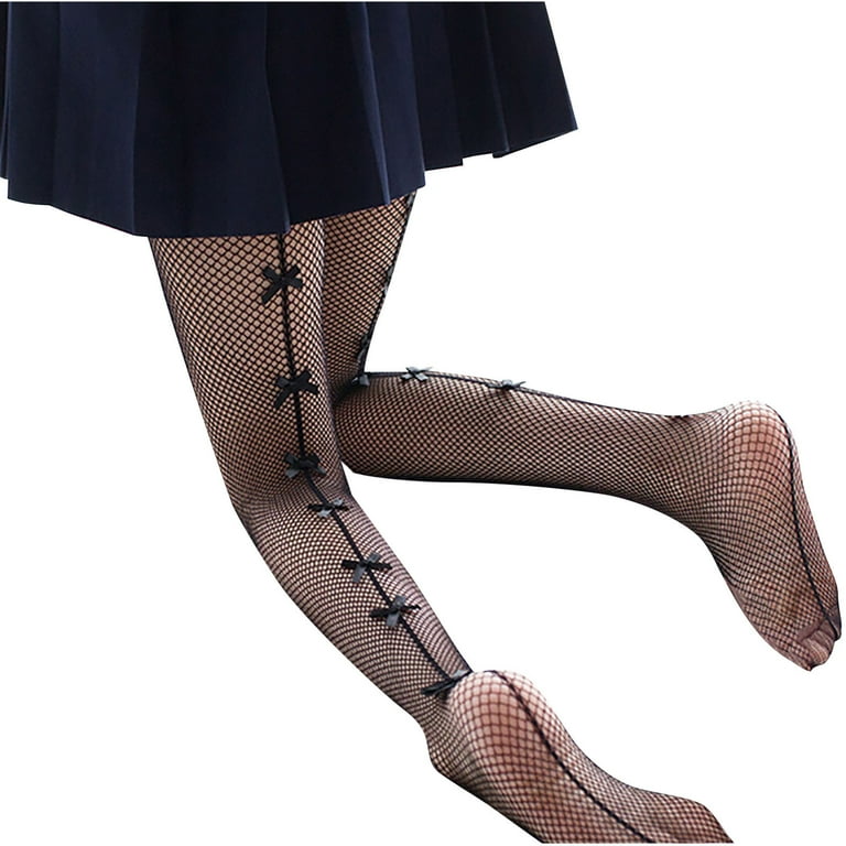 Ersazi Tights For Girls Women'S Satin Bow Cute Legs Long Tube Transparent  High Thigh Stocking Black One Size 