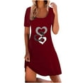 thumbnail image 1 of Ersazi Travel Outfits for Women Casual Loose Dress for Women Sleeve Sundress Flowy Dress Solid Dress Wine Xl, 1 of 5