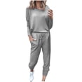 thumbnail image 1 of Ersazi Two Piece Outfits Sweater Sets 2024 Loose Two-Piece Sets Solid Long Sleeve Tops Casual Pants Sweatsuit Gray 2Xl, 1 of 5