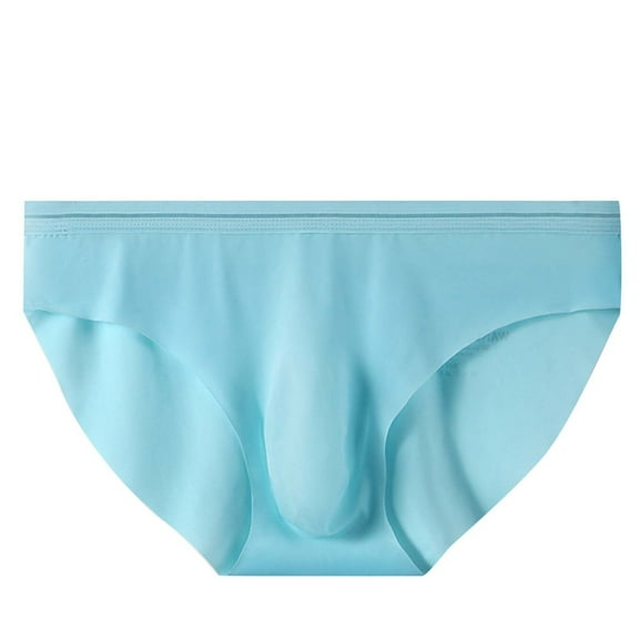 Ersazi Underwear Cotton Men's Solid Color Ice Silk Seamless Briefs Sky Blue L
