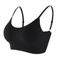 thumbnail image 1 of Ersazi Wirefree Bra Ruched Sports Bras Padded Workout Tops Medium Support Crop Tops Black One Size, 1 of 2