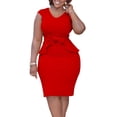 thumbnail image 1 of Ersazi Women Dresses Fashion Women Solid Color Round-Neck Short Ankle Sleeve High Waist Dress Skirt Womens Spring Dresses Red Xxl, 1 of 8