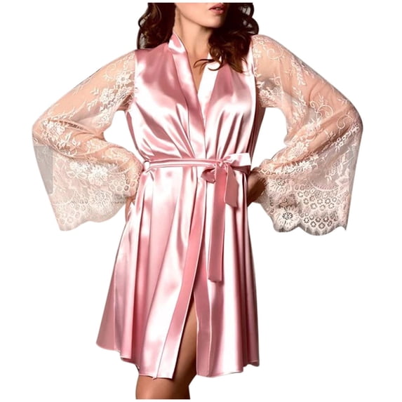 Ersazi Women Fashion Sleepwear Lingerie Lace Temptation Belt Underwear Nightdress On Clearance Christmas Pajamas Pants Pink S