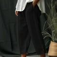 thumbnail image 1 of Ersazi Women Linen Palazzo Pants Summer in Clearance Casual Loose Pockest Elastic Waist Trousers Capris Pants Summer Pants for Woman Black L, 1 of 6