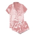 thumbnail image 1 of Ersazi Women'S Satin Casual Home Button Pajama Set Silk Pajamas For Girls Pink S, 1 of 4