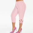thumbnail image 1 of Ersazi Women's High Waist Pants Drawstring Capri Pants Fashion Women Plus Size Solid Hollow Elastic Waist Casual Leggings Capris Pants Pink 3Xl, 1 of 7