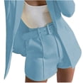 thumbnail image 1 of Ersazi Women's Solid Suit Pant With Pockets Waisted Shorts With Belt Womens Shorts Casual Light Blue Xxl, 1 of 6