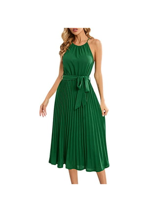 BTFBM Women 2024 Summer Halter Neck Dresses Sleeveless Casual Floral Polka  Dot Print Short Boho Ruffle Sundress(Leopard Dark Green, Small) at   Women's Clothing store