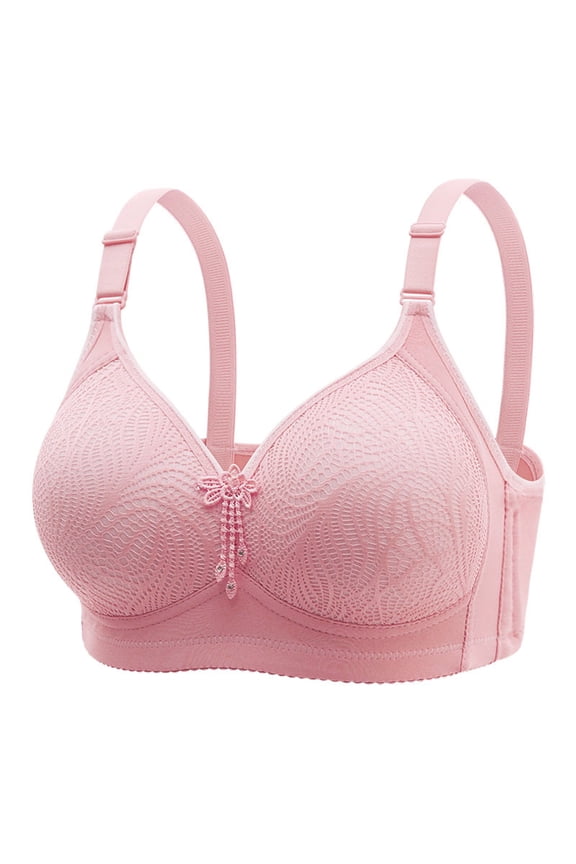 Ersazi Women's Zip Front Sports Bra Sale Woman Oversized Wireless Bra Front Button Push Up Underwear Bra Pink S