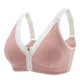 thumbnail image 1 of Ersazi Womens Bras Fashion Sexy Front Zipper Ringless Underwear Plus Size Together Everyday Bras Pink 5Xl, 1 of 3