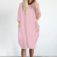 thumbnail image 1 of Ersazi Womens Dresses Casual Womens Pocket Loose Dress Ladies Neck Casual Long Tops Dress Plus Size Pink 3Xl, 1 of 4
