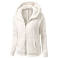 thumbnail image 1 of Ersazi Womens Long Sleeve Blouse Women'S Fashionable Solid Color Hooded Pocket With Plush Insulation Jacket In Clearance White Women'S Fashion Hoodies Sweatshirts Xl, 1 of 5