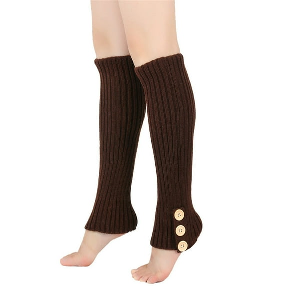 Ersazi Womens Long Socks Women'S Warm Wool Socks Knitted Button Jacket Long Boot Covers Stacked Socks Foot Warmers Leg Covers Brown Free Size