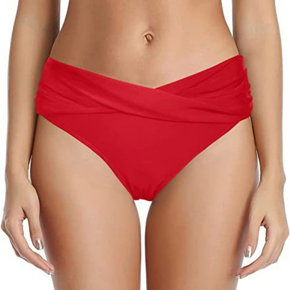 Ersazi Womens One Piece Swimsuits Bikini Swim Pants Shorts Bottom Swimsuit Swimwear Bathing Red L