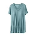 thumbnail image 1 of Ersazi Womens Pajamas Pants Set Women Blouse Plain Casual Fashion V-Neck Regular Short Sleeve Pajama Tops Green Xl, 1 of 4