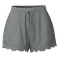 thumbnail image 1 of Ersazi Womens Shorts Casual Fashion Women Lace Plus Size Rope Tie Shorts Yoga Sport Pants Leggings Trousers Gray M, 1 of 5