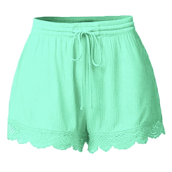 Ersazi Womens Shorts Casual Fashion Women Lace Plus Size Rope Tie Shorts Yoga Sport Pants Leggings Trousers Mint Green Xxl