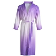 Ersazi Womens Solid Bandage Robe Bathrobe Gown Pajamas Long Sleepwear Pocket Waistbandwithbelts In Clearance Nightgowns For Women Plus Size Purple 3Xl