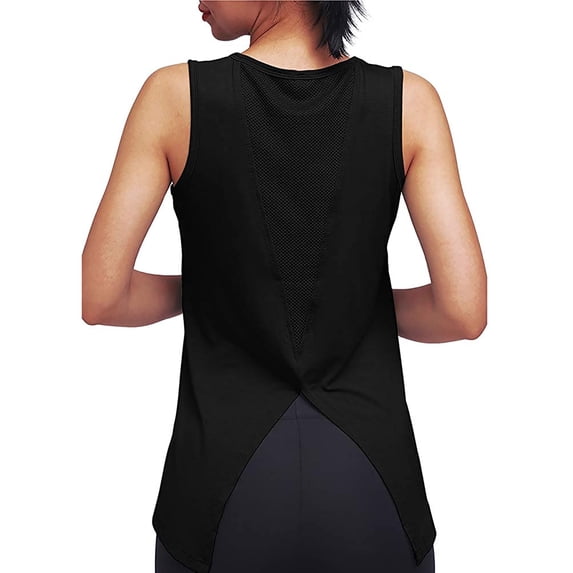 Ersazi Womens Summer Crewneck Tank Top Womens Tops Sleeveless Yoga Vest Shirt Summer Casual Workout Tees Black S