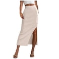 thumbnail image 1 of Ersazi Womens Summer Dresses Casual Sale Fashion Women Casual Mid Calf High Waist Button Slit Buttocks Skirt Beige S, 1 of 8