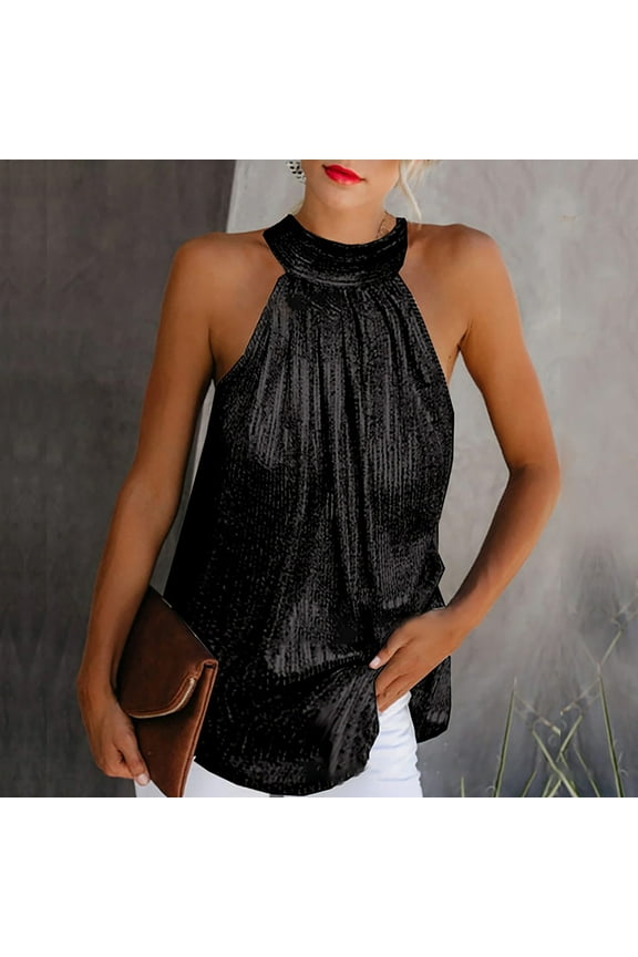 Ersazi Womens Tank Tops Summer Women's Tank Neck Tops Summer Loose Tanks Casual Sleeveless Blouses Tops Shirts Black 5Xl
