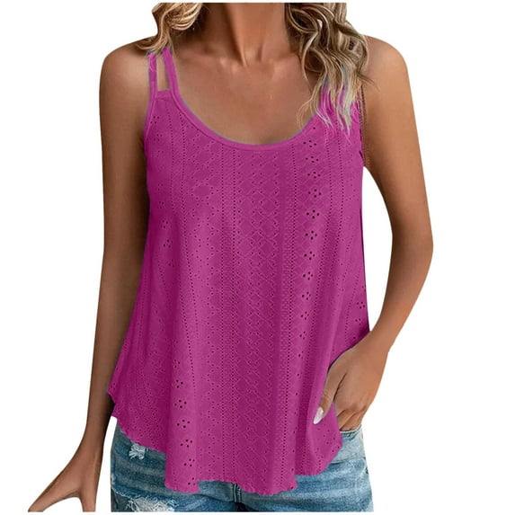Ersazi Womens Tank Tops Women Round Neck Fashion Sleeveless Comfortable Sling Vest Hot Pink 3Xl