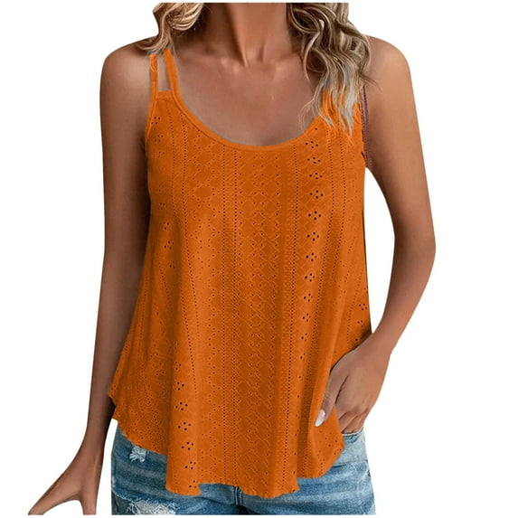 Ersazi Womens Tank Tops Women Round Neck Fashion Sleeveless Comfortable Sling Vest Orange 4Xl