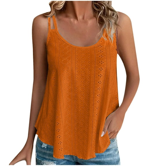 Ersazi Womens Tank Tops Women Round Neck Fashion Sleeveless Comfortable Sling Vest Orange Xl