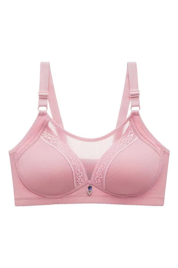 Ersazi Workout Underwear for Women Women's Non-Steel Ring Gathering Comfortable Breathable Bra Underwear Hot Pink Cotton Bra M