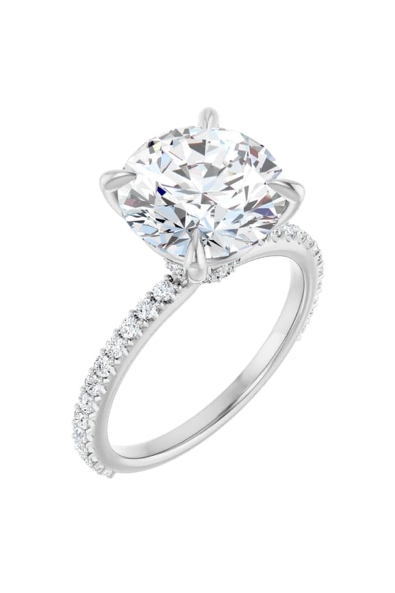 Ersilia Lab Diamond Engagement Ring Solitaire Round Hidden Halo