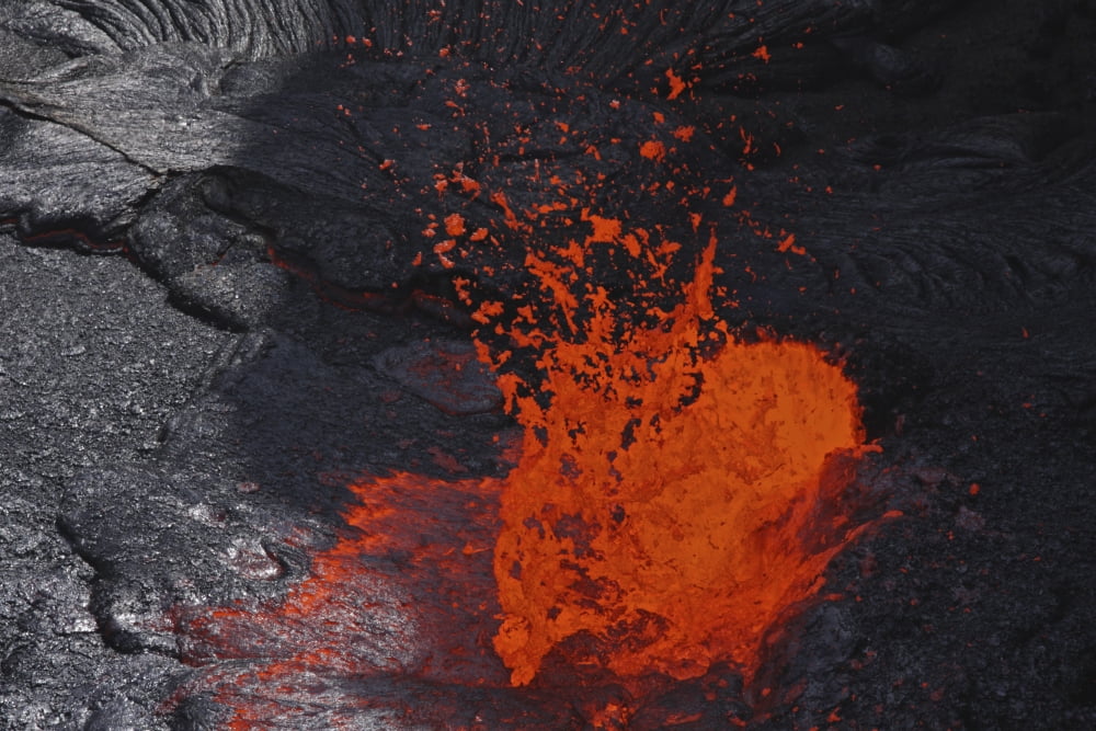 Erta Ale fountaining lava lake Danakil Depression Ethiopia Canvas Art - Martin RietzeStocktrek Images (34 x 23)