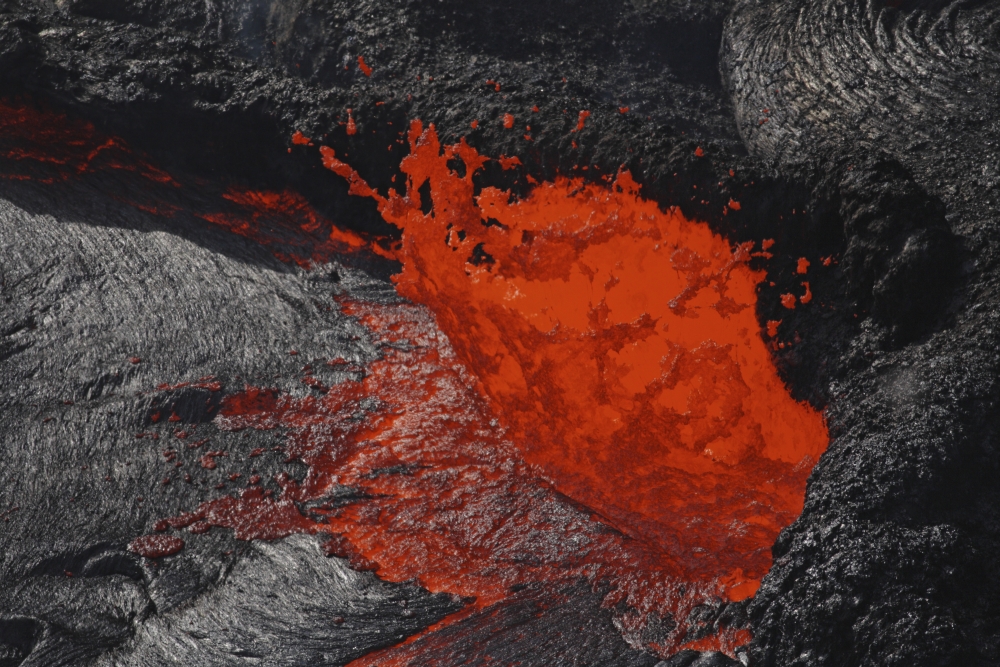 Erta Ale fountaining lava lake Danakil Depression Ethiopia Canvas Art - Martin RietzeStocktrek Images (34 x 23)