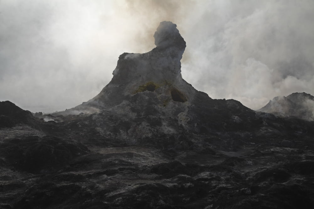 Erta Ale steaming Hornito Danakil Depression Ethiopia Canvas Art - Martin RietzeStocktrek Images (17 x 12)