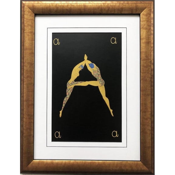 Erte "A" CUSTOM FRAMED Vintage Print Art Deco Alphabet Letter Suite Generic