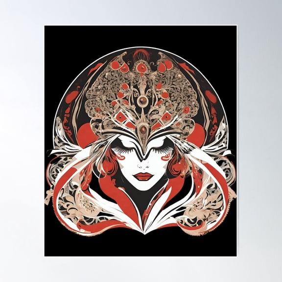 Erte Inspired Art Deco Portrait Elegant Vintage Style Poster, 8x12 UNFRAMED